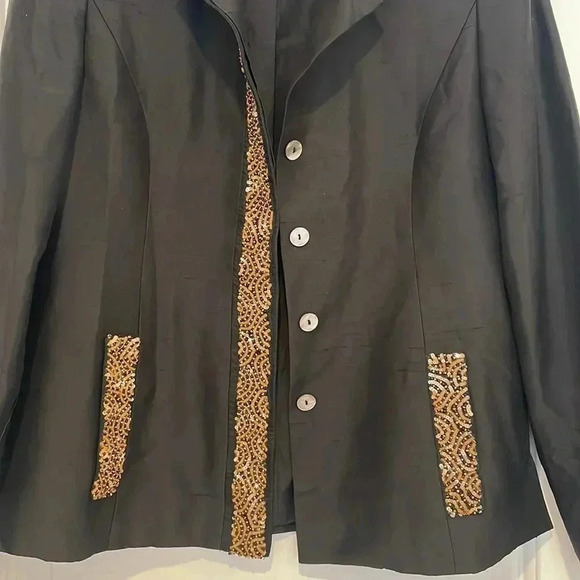 NWT Nina Mclemore Beaded Sequins 100% Silk Blazer Jacket Sz 2 - Picture 2 of 10